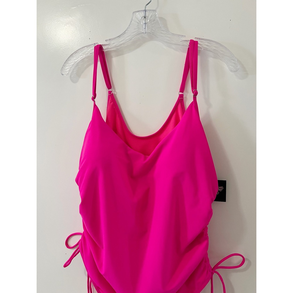 Sunday Sol I Dream of Jeanie Ruched Tie One-Piece Swimsuit Hot Pink 3X NWT - Picture 3 of 6
